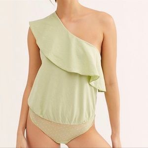 Free People Happy Hour Bodysuit. Size Small. Matcha colored.